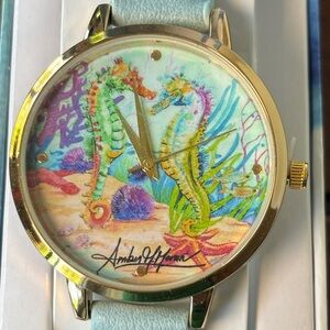 NEW! Art & Sol Amber Moran NIB Mint Green Sea Horse Wrist Watch